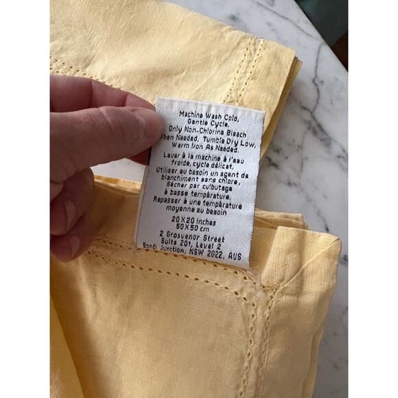 8 Williams Sonoma 100% Linen Napkins 20” Double Hem Stitched Pale Yellow used 1x - Picture 6 of 8